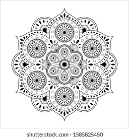 Mandala isolated on the white background. Template for coloring book page. Oriental mystical round pattern