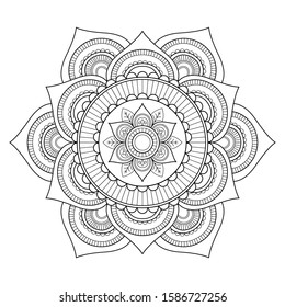 Mandala isolated on the white background. Template for coloring book page. Oriental mystical pattern. Yoga mandala. Stock vector illustration