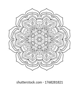 Mandala isolated on white background. Design Coloring book page antistress. Vector illustration mandala for mehndi,tattoo, decor, henna, postcard, cover. Yoga template.