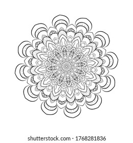 Mandala isolated on white background. Design Coloring book page antistress. Vector illustration mandala for mehndi,tattoo, decor, henna, postcard, cover. Yoga template.