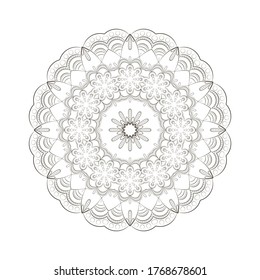 Mandala isolated on white background. Design Coloring book page antistress. Vector illustration mandala for mehndi,tattoo, decor, henna, postcard, cover. Yoga template.