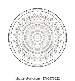 Mandala isolated on white background. Design Coloring book page antistress. Vector illustration mandala for mehndi,tattoo, decor, henna, postcard, cover. Yoga template.