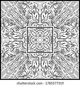Mandala Isolated on White Background. Abstract pattern vector illustration. Retro black and white texture. Ornamental diwali pattern.