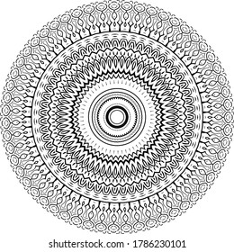 Mandala einzeln auf weißem Hintergrund. Abstrakte Muster, Vektorgrafik. Retro schwarz-weißer Textur. Zierdiwali-Muster.