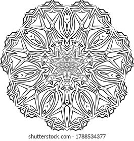 Mandala isolated on white background. Abstract pattern vector illustration. Retro black and white texture. Ornamental diwali pattern.