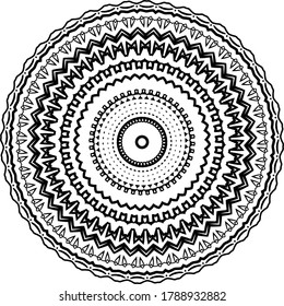 Mandala isolated on white background. Abstract pattern vector illustration. Retro black and white texture. Ornamental diwali pattern.