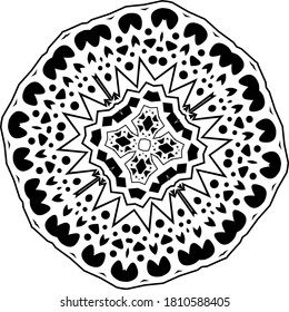 Mandala isolated on white background. Abstract pattern vector illustration. Retro black and white texture. Ornamental diwali pattern.