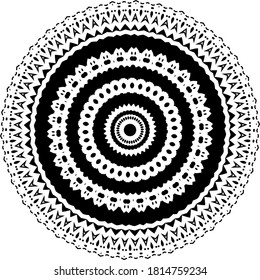 Mandala isolated on white background. Abstract pattern vector illustration. Retro black and white texture. Ornamental diwali pattern.
