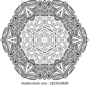 Mandala isolated on white background. Abstract pattern vector illustration. Retro black and white texture. Ornamental diwali pattern.