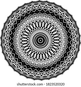 Mandala isolated on white background. Abstract pattern vector illustration. Retro black and white texture. Ornamental diwali pattern.