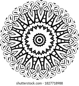 Mandala isolated on white background. Abstract pattern vector illustration. Retro black and white texture. Ornamental diwali pattern.
