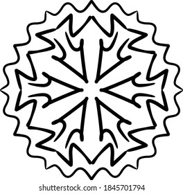 Mandala einzeln auf weißem Hintergrund. Abstrakte Muster, Vektorgrafik. Retro schwarz-weißer Textur. Zierdiwali-Muster.