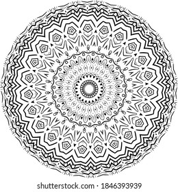 Mandala isolated on white background. Abstract pattern vector illustration. Retro black and white texture. Ornamental diwali pattern.