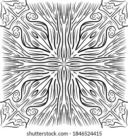 Mandala Isolated on White Background. Abstract pattern vector illustration. Retro black and white texture. Ornamental diwali pattern.