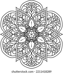 Mandala isolated on the white background. Template for coloring book page. Oriental mystical pattern. Yoga mandala.