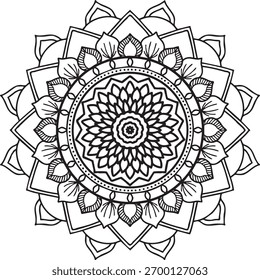 Mandala isolated on the white background. Template for coloring book page. Flower pattern style