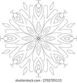 Mandala aislado en el fondo blanco. Plantilla para colorear la página del libro. Patrón místico oriental