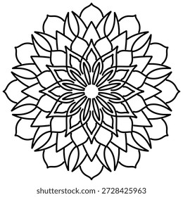 Mandala einzeln auf weißem Hintergrund. Vorlage zum Färben der Buchseite. Yoga, mystisches Muster