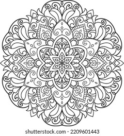Mandala isolated on the white background.Decorative monochrome ethnic mandala pattern.