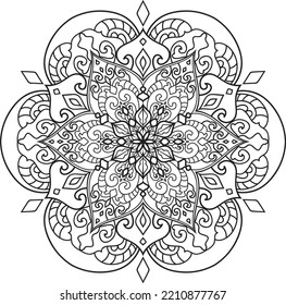 Mandala isolated on the white background.Decorative monochrome ethnic mandala pattern.