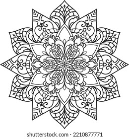 Mandala isolated on the white background.Decorative monochrome ethnic mandala pattern.