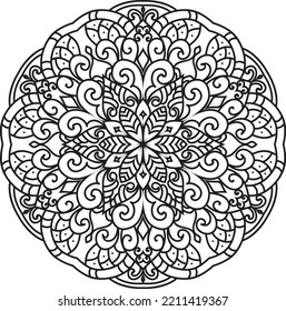 Mandala isolated on the white background.Decorative monochrome ethnic mandala pattern.
