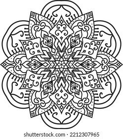 Mandala isolated on the white background.Decorative monochrome ethnic mandala pattern.Anti-stress coloring book page for adults.