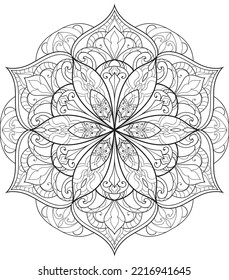 Mandala isolated on the white background.Decorative monochrome ethnic mandala pattern