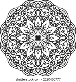 Mandala isolated on the white background.Decorative monochrome ethnic mandala pattern.
