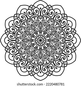 Mandala einzeln auf weißem Hintergrund.Dekoratives, monochromes, ethnisches Mandala-Muster.