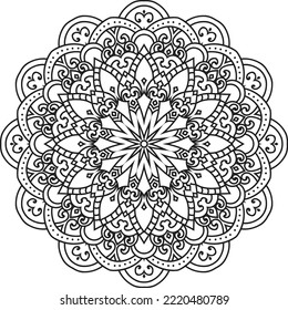 Mandala isolated on the white background.Decorative monochrome ethnic mandala pattern.