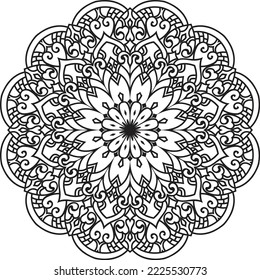 Mandala isolated on the white background.Decorative monochrome ethnic mandala pattern.