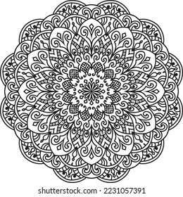 Mandala isolated on the white background.Decorative monochrome ethnic mandala pattern.