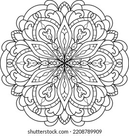 Mandala isolated on the white background.Doodle pattern.ornament design for coloring page