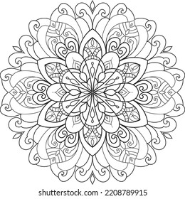 Mandala isolated on the white background.Doodle pattern.ornament design for coloring page