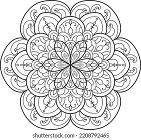 Mandala isolated on the white background.Doodle pattern.ornament design for coloring page