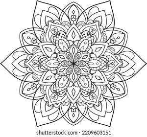 Mandala einzeln auf weißem Hintergrund.Doodle muster.ornament design for coloring page.Coloring book page.Circular muster in Form von mandala handziehen Vektorgrafik