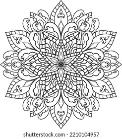 Mandala isolated on the white background.Doodle pattern.ornament design for coloring page