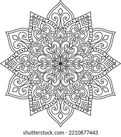 Mandala aislado en el fondo blanco.Patrón de doodle.diseño de ornamento para la página de color