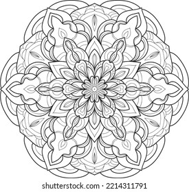 Mandala aislado en el fondo blanco.Patrón de doodle.diseño de ornamento para la página de color