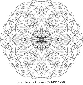 Mandala aislado en el fondo blanco.Patrón de doodle.diseño de ornamento para la página de color
