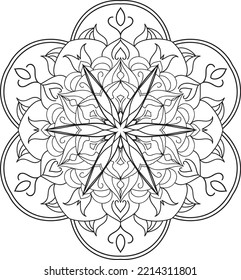 Mandala isolated on the white background.Doodle pattern.ornament design for coloring page