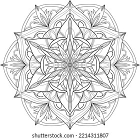 Mandala isolated on the white background.Doodle pattern.ornament design for coloring page