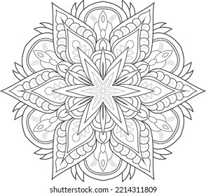 Mandala isolated on the white background.Doodle pattern.ornament design for coloring page