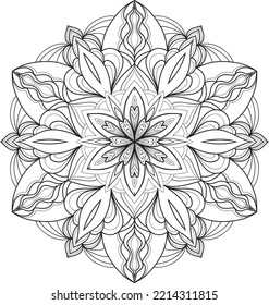 Mandala aislado en el fondo blanco.Patrón de doodle.diseño de ornamento para la página de color