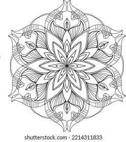 Mandala isolated on the white background.Doodle pattern.ornament design for coloring page