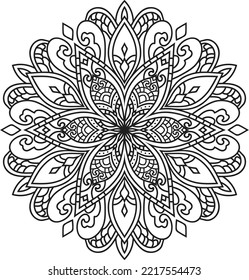 Mandala isolated on the white background.Doodle pattern.ornament design for coloring page