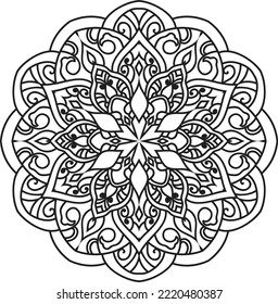 Mandala isolated on the white background.Doodle pattern.ornament design for coloring page