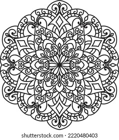 Mandala aislado en el fondo blanco.Patrón de doodle.diseño de ornamento para la página de color
