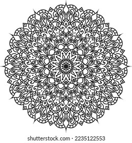 Mandala isolated on the white background.Doodle pattern.ornament design for coloring page